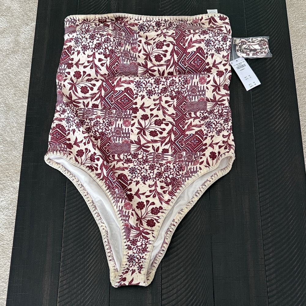 Abercrombie & Fitch Burgundy and Cream One Piece Swimsuit